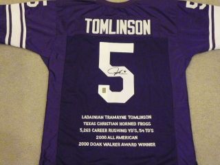LaDainian Tomlinson Signed Auto TCU Horned Frogs Stat Jersey Holo