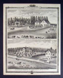 1875 Iowa Atlas Farm Views Butler Mitchell County