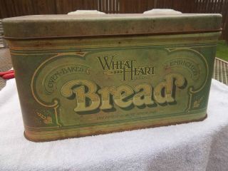 Vintage Bread Tin by R D Co Vista Systems Wheat Heart Brand Since 1843
