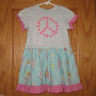 New Boutique BABY LULU Laci Peace Dress Easter Pink Blue Floral 24
