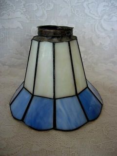 Vintage Blue White Stained Glass Lamp Ceiling Fan Globe Shade