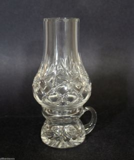 Cut Lead Crystal Hurricane Lamp Candle Holder Finger Base and Shade