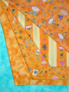 Sassy Princess Turquoise Orange Quilt Fabric Samples