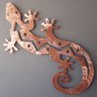 Large Gecko Lizard Metal Wall Art Copper Finish