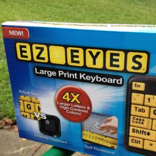 EZ Eyes Large Print USB Keyboard High Visibility Easier Typing