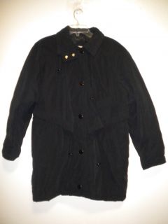 Womens Larry Levine Black Coat Jacket Parka Wind Breaker Trench Size
