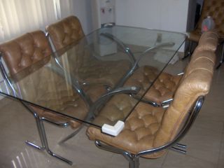 RETRO Glass & Chrome Dining Table Set 4 Chairs pu @Ft.Laud only +BONUS