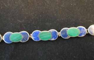 Lapis Lazuli and Malachite Sterling Silver Bracelet