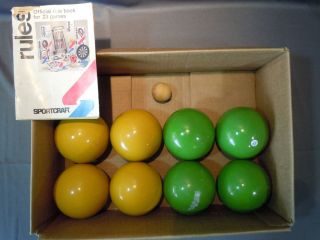 Vintage Brevettato Italy Wooden Bocce Balls Lawn Bowling Game w Rules