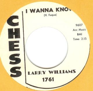 Larry Williams 45 Chess Label R B Rock White Label HTF