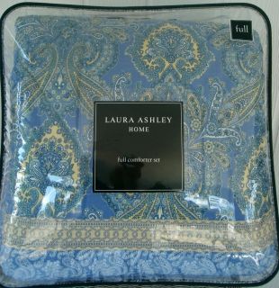 Laura Ashley Prescot Full Comforter Set Blue Paisley Comforter, Shams