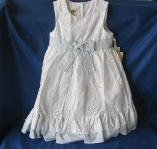 Laura Ashley Eyelet Sun Dress Color White Blue New with Tags