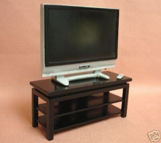 Dollhouse Miniature Flat Screen TV with Stand Doll House Television