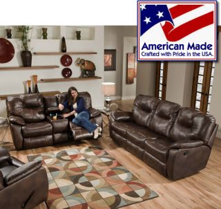 Made Addison Leather Reclining Sofa Set 2 Pcs Sofa Console Sofa