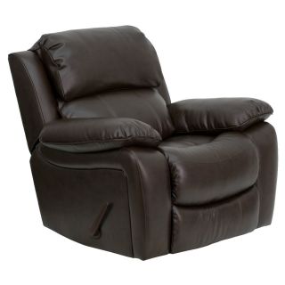 Attractive Brown or Black Leather Rocker Recliner Overstuffed Padded