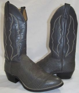 Vintage ABILENE Gray Exotic Shark skin Leather Cowboy Western Boots 8