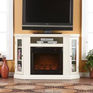 LED Lights Electric Fireplace TV Media Storage Remote Control Heats A