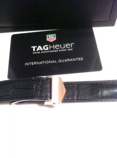 New Black Leather Watch Band with Deployment Clasp for Tag Heuer