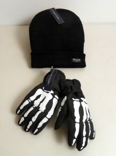 Lot Boys Thinsulate 5 PR Gloves 5 Beanie Hats Skeleton Bones One Size