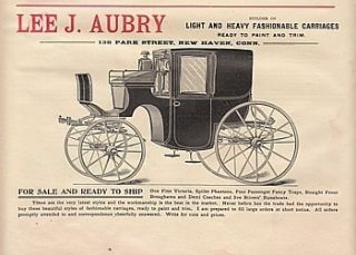 1894 Lee J Aubry New Haven Ct Ad Fashionable Carriages