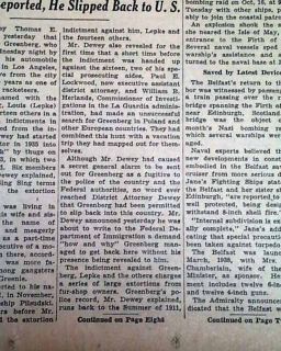 Bugsy Siegel Murders Harry Greenberg Inc 1939 Newspaper