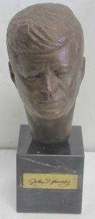 Leo Cherne Signed JFK John F Kennedy Bust 1964 Bronze