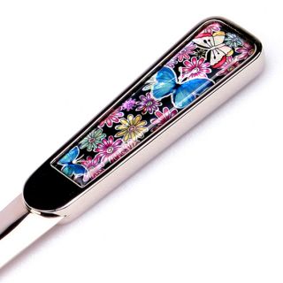 Pearl Handle Blue Butterfly Design Stainless Steel Sword Letter Opener