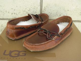 UGG COGNAC LEWISTON BY QUODDY HAND MADE LOAFER MOCCASINS, US 9/ 42/ UK