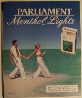 Parliament Menthol Lights Cigarettes Magazine Ad 1996 9x11