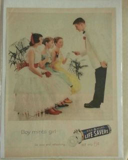 1961 Pep O Mint Life Savers Boy Mints Girl Print Ad
