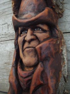 Cottonwood bark carving Wood carving Cowboy Western Wood Spirit by