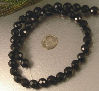 Beads 10mm Faceted Round Gemstone 16 Strand Lignite Mongolia