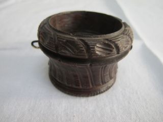 Antique Victorian Turned Lignum Vitae Treen Trinket Pot