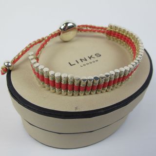 New Genuine Links of London Coral Pink Gold Glitter Friendship