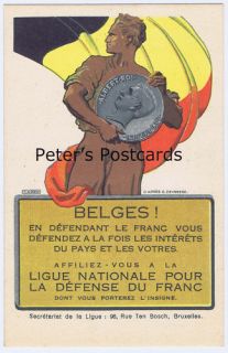 Colour Printed Postcard Ligue Nationale La Defense Du Franc