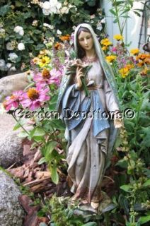 12 Blessed Virgin Mary Lilly Resin Outdoor Garden Statue Pretty Yard