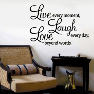 Live Laugh Love Quote Vinyl Removable Wall Stickers Modern Home Decor