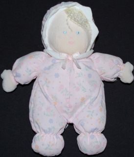 Little Me Plush Doll Pink Floral Pajamas Hat Blonde Stuffed Baby Toy