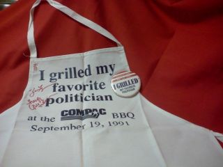 Autographed Apron by Mike Honda Zoe Lofgren and Other Politician 1991