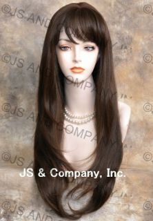  Hair Blend Long Straight Face Frame Brown HEAT SAFE Wig with bangs