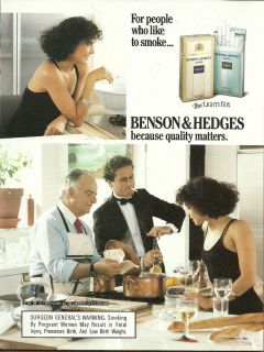 1988 Print Ad for Benson Hedges for People Who Like to Smoke