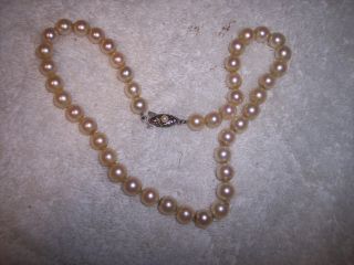 Old Beautiful Large Real Pearl Necklace Mikimoto Great