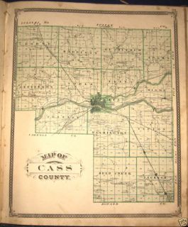 Cass County Indiana Plat Map 1876 Logansport