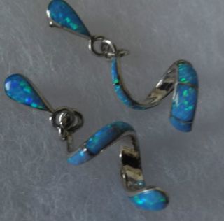 Sterling Silver 925 Opal Swirl Design Post Earrings