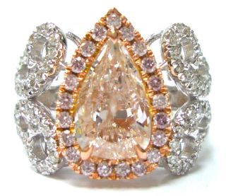 63ct Center GIA Certified Loose Natural Pink Diamond Ring 18K Gold