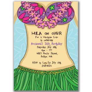 birthday party invitation wording 21st
 on ... www.zazzle.co.uk/cute_tropical_hula_girls_birthday_party_invita