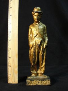 RARE Antique Cast Iron Charlie Chaplin Doorstop Figure Statue NR