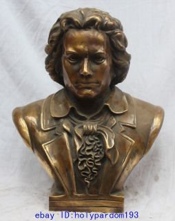 Bronze German Musician Ludwig Van Beethoven Head Bust Statue