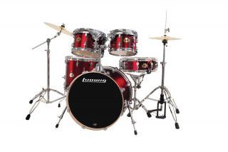 Ludwig Element 5 pc Pop Drum Set Metallic Wine Red Shell Pack Kit New