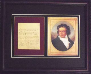 Ludwig Van Beethoven Signed Music Sheet Reprint Framed